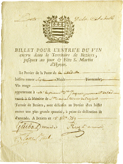 «Béziers — billet l'entrée du vin»